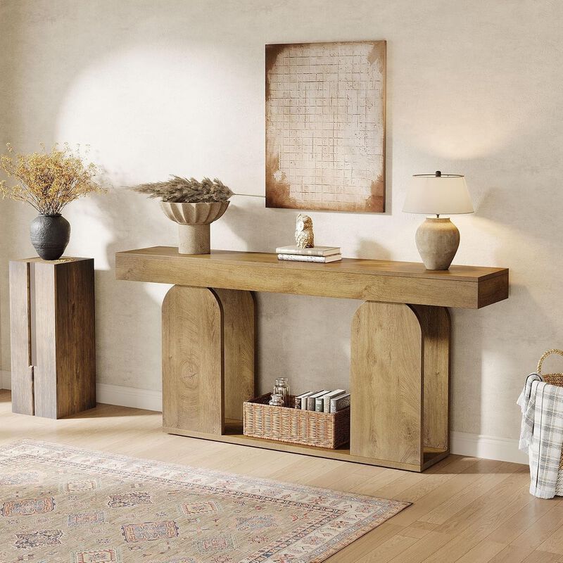 Tribesigns Country Rustic Wood Console Table image number 8