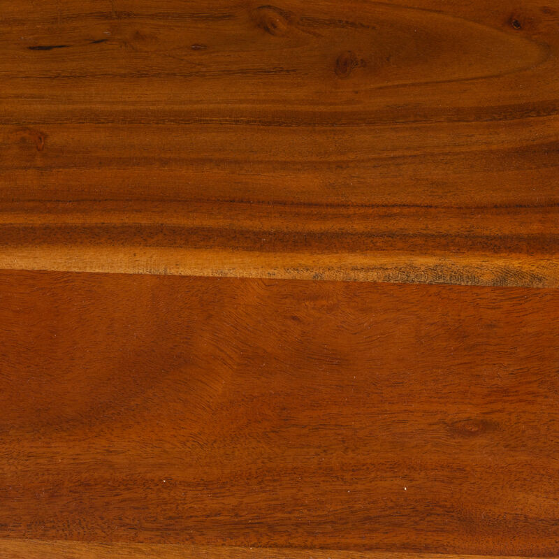 Pill-Shaped Acacia Wood Dining Table with Half-Moon Base in Black Finish image number 6