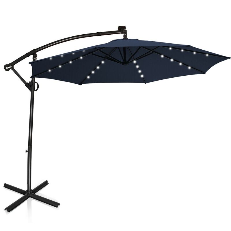 360-Degree Rotating Patio Umbrella &ndash; Solar Powered LED Cantilever Shade (Base Not Included)