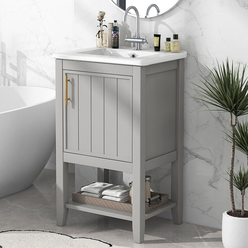 Freestanding Bathroom Vanity with Integrated Sink image number 3