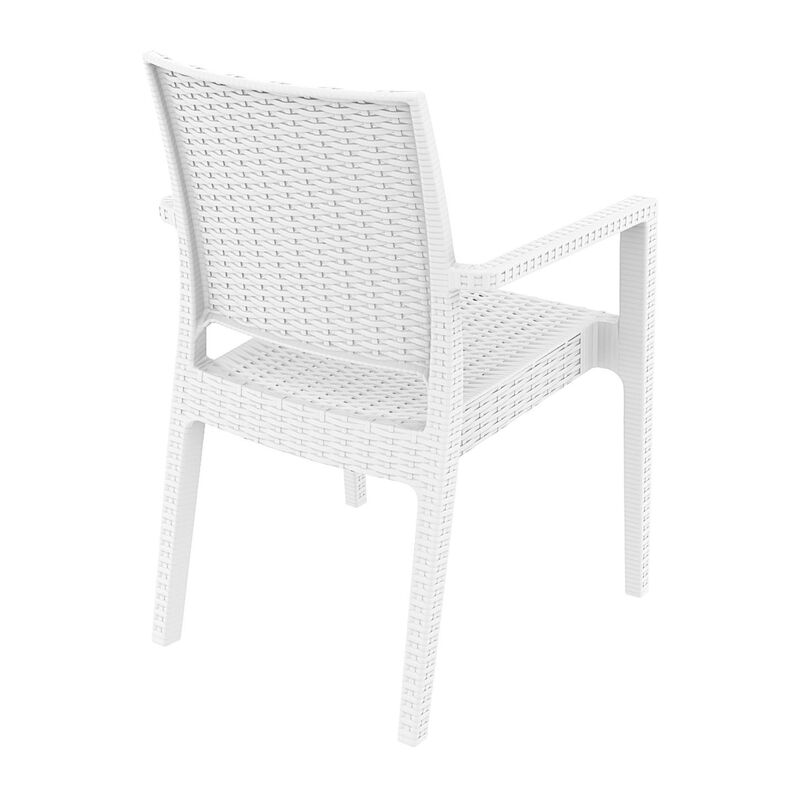 34" Gray Wickerlook Patio Stackable Dining Chair