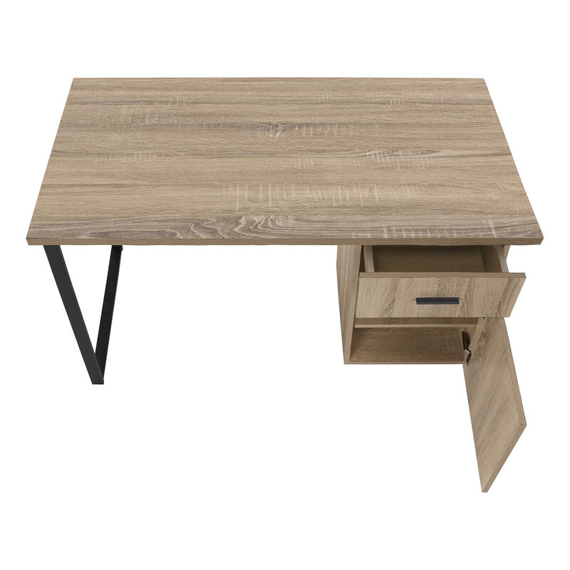 HomeRoots 47" Taupe and Black Wood and Metal Sled Computer Desk image number 0