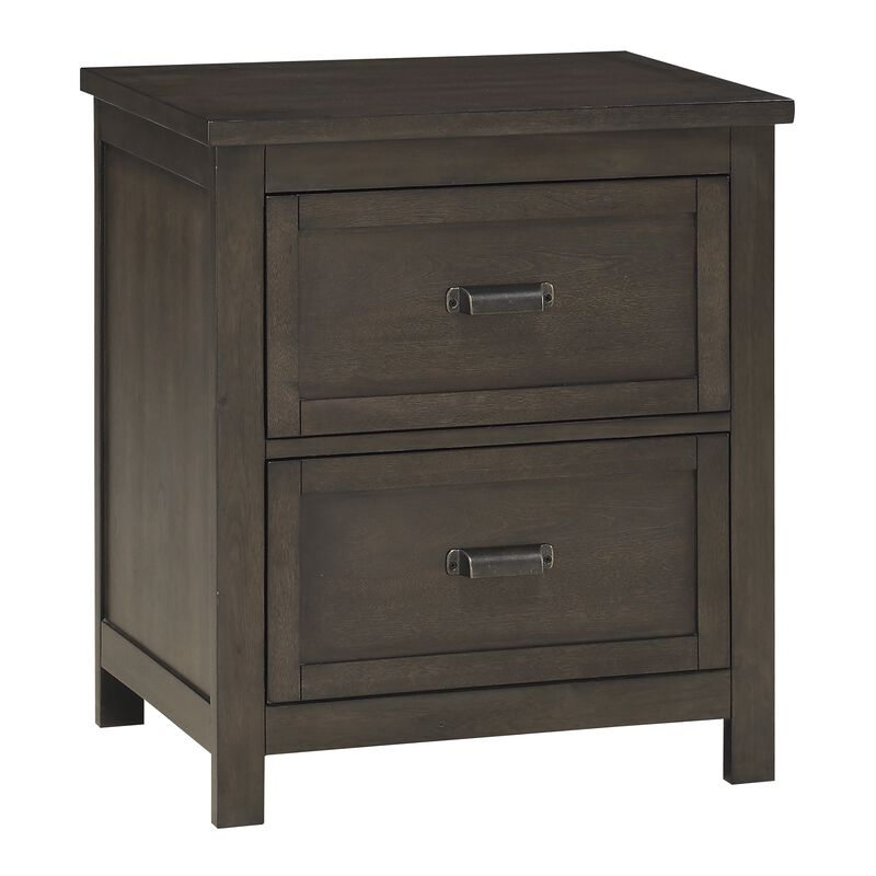 Bron Nightstand, 2 Drawers, Dark Cherry Brown Birch Veneer, 28 Inch - Benzara