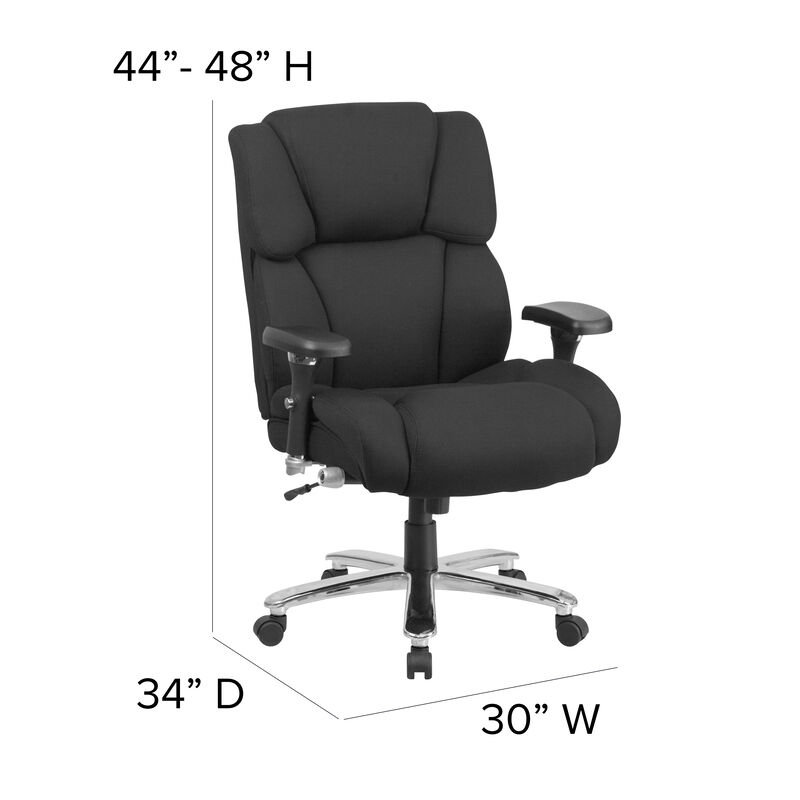 HERCULES Series 24/7 Intensive Use Big & Tall 400 lb. Rated Black Fabric Executive Ergonomic Office Chair with Lumbar Knob image number 6