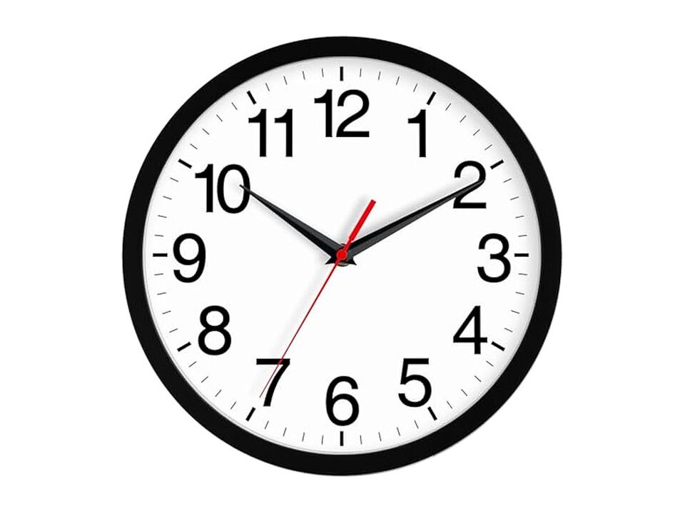 Black Wall Clock 14 Inch Silent Non Ticking Modern Battery Operated