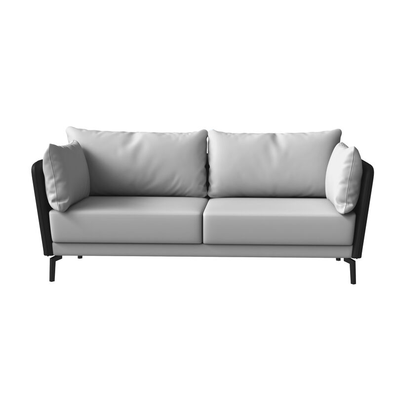 LeisureMod Luxify Series 3 Seater Sofa – Modern Leather Couch with Stainless Steel Legs, Removable Cushions, and Sleek Low-Profile Design for Living Rooms and Apartments