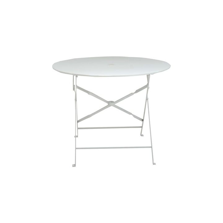 Carolina Living Bistro 36 Round Folding Outdoor Table - Umbrella Hole - White