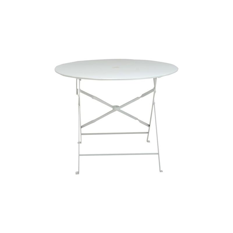 Carolina Living Bistro 36 Round Folding Outdoor Table - Umbrella Hole - White