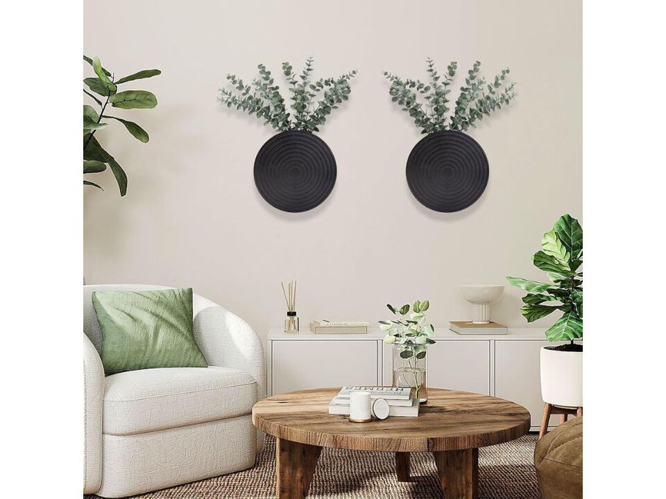 Set of 2 Black Wall Planters Boho Decor for Indoor Plants Living Room