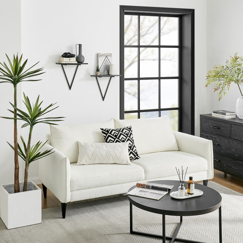 Contemporary Decorative Triangle Accent Metal Frame Wall Shelf - Reversible Configuration