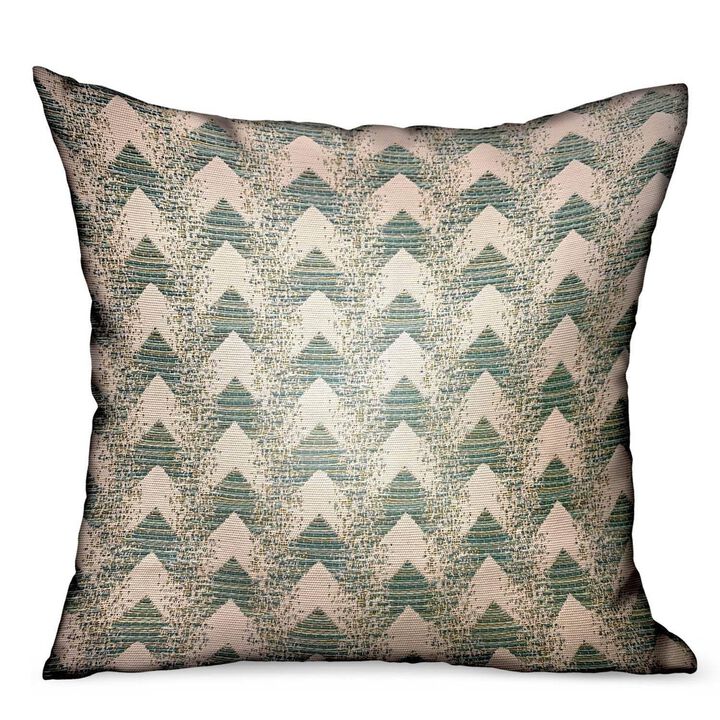Plutus Brands Forest Jade Sea Green Chevron Luxury Outdoor/Indoor Throw Pillow