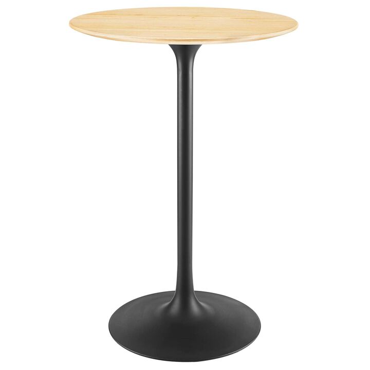 Modway Lippa Bar Table, 28 Inch, Black Natural