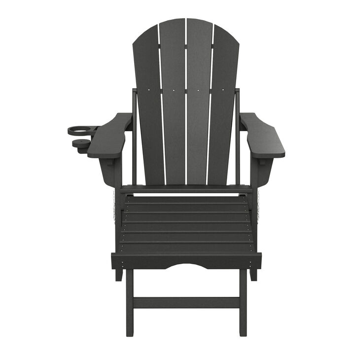 WestinTrends Folding Adjustable Adirondack Chair with Retractable Ottoman and Cup Holder