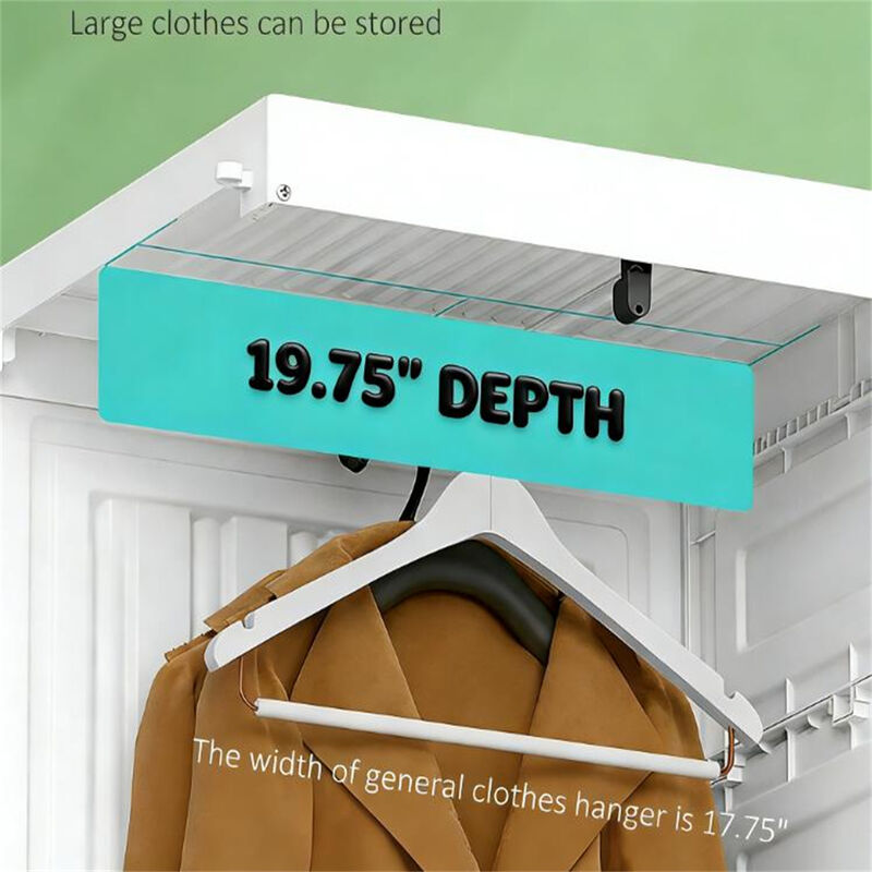 41" W White Foldable Clothing Storage Cabinet Closet Entryway Wardrobe with Magnetic Door image number 7