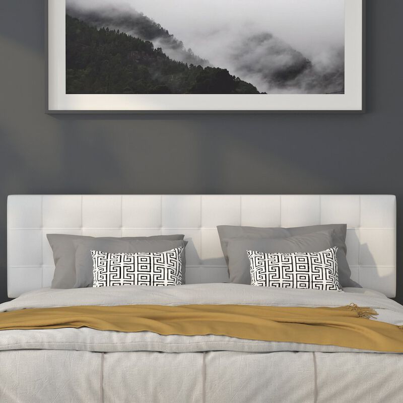 Flash Furniture Tufted Upholstered King Size Headboard in White Fabric image number 8