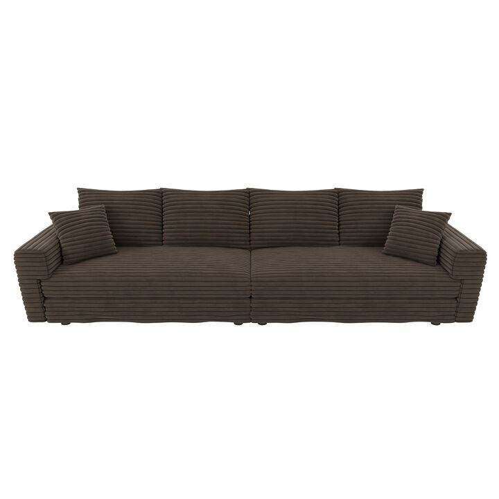 Nodwim 102.4 " Plush Corduroy 4-Seat Convertible  Sofa