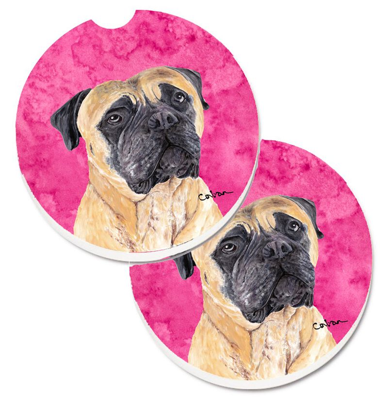 Caroline's Treasures Pink Mastiff Set of 2 Cup Holder Car Coasters SC9125PKCARC, 2.56, Multicolor image number 0