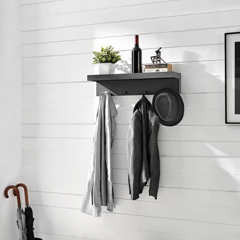 Wall Mounted Coat Rack with Decorative Ledge Shelf