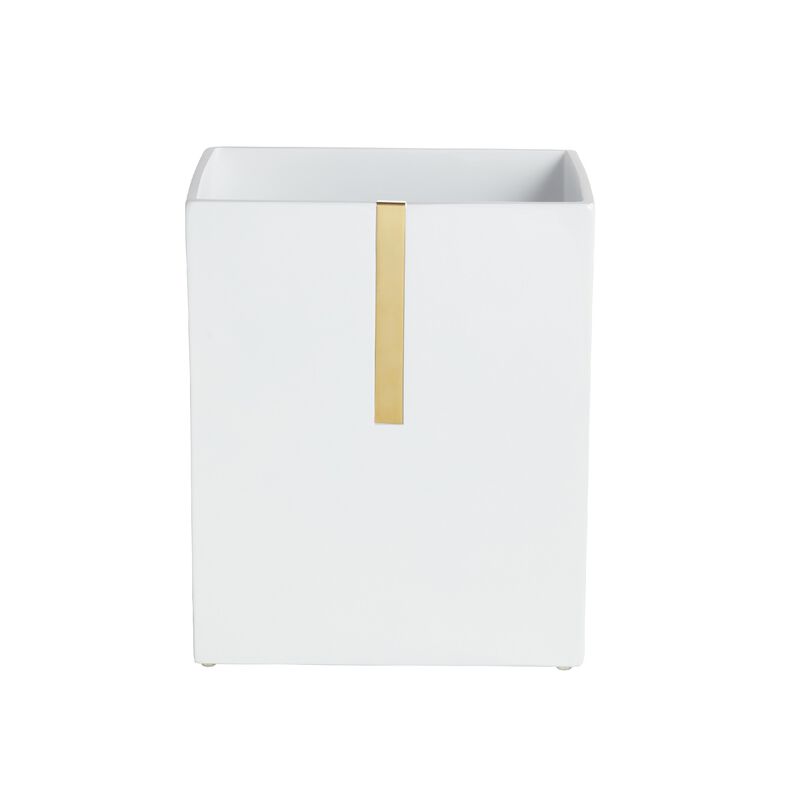 Houston Street White/Brass Wastebasket image number 0