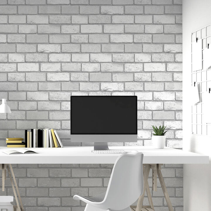 Myron Dove Metallic Brick Wallpaper (Set of 2)