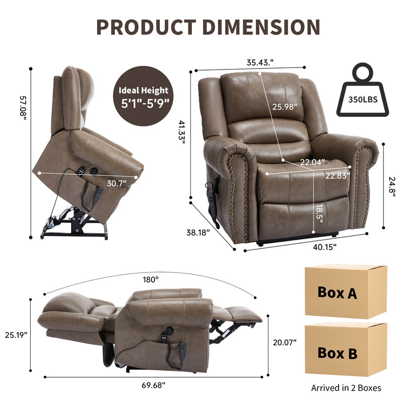 Mondawe Power Lift Recliner Chair Heat Massage, Heavy Duty Motion Mechanism with USB Ports image number 9