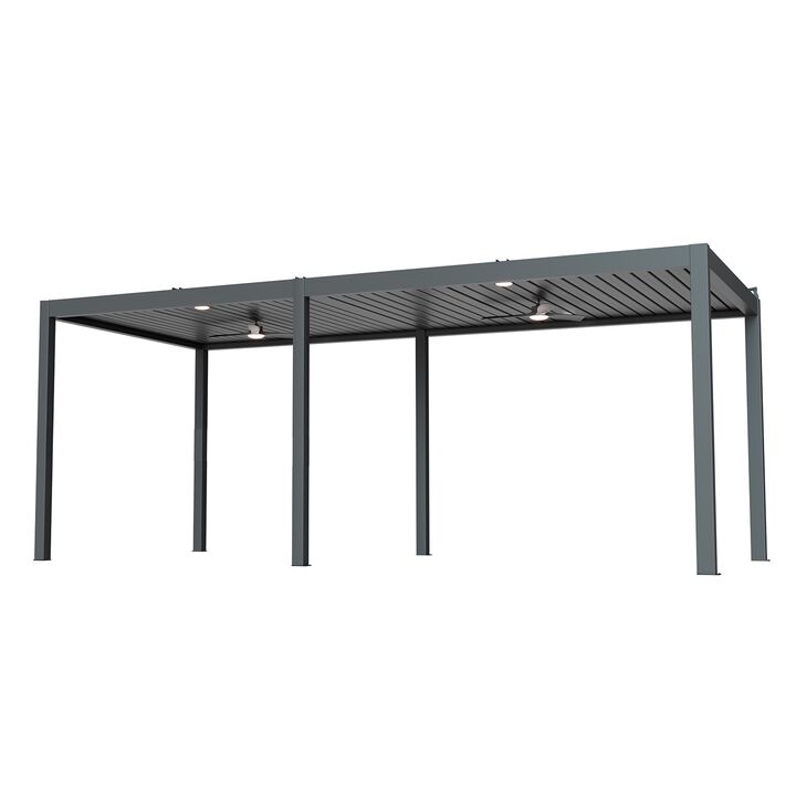 Mondawe 10'x22' Solar Premium Pergola,Smart Remote System,W/ Self-Regulating Louvers&Hidden Drainage