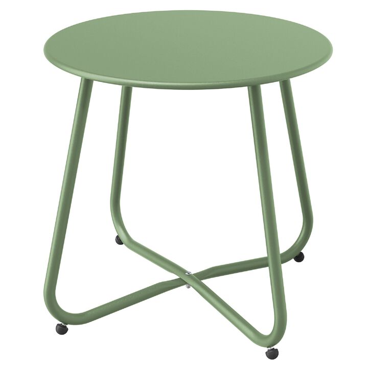 Mondawe 18" Galvanized Patio Steel Side Table,Powder-Coated, UV/Rust-Proof,W/ Adjustable Foot Pads
