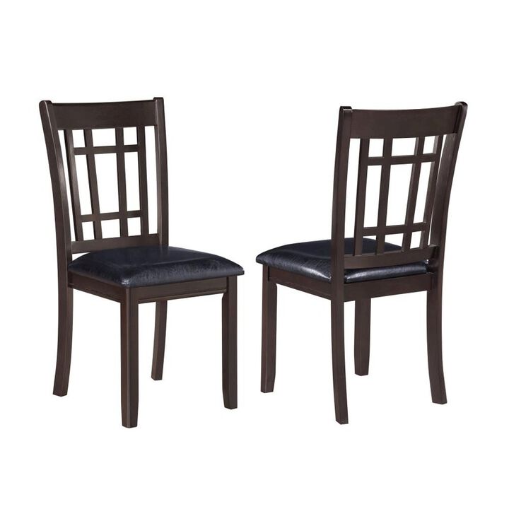 Simple Relax Set of 2 Dining Chairs with Padded Seat in Espresso and Black