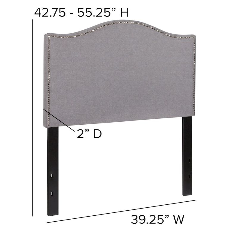 Flash Furniture Upholstered Twin Size Headboard with Accent Nail Trim in Light Gray Fabric image number 1