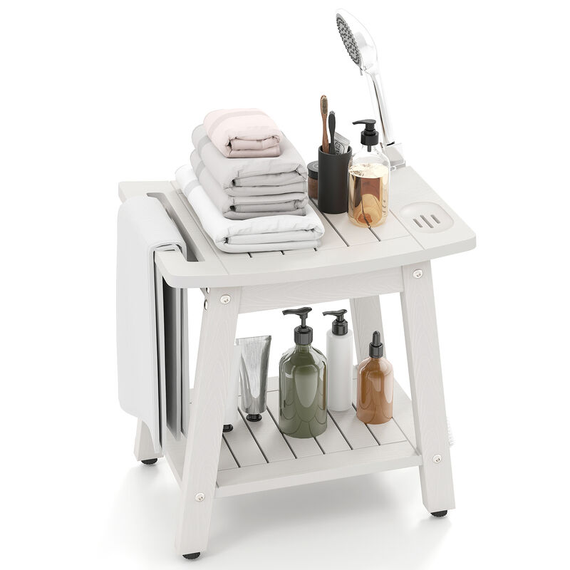 HIPS Plastic Shower Seat with Grab Handle and Handheld Shower Spray