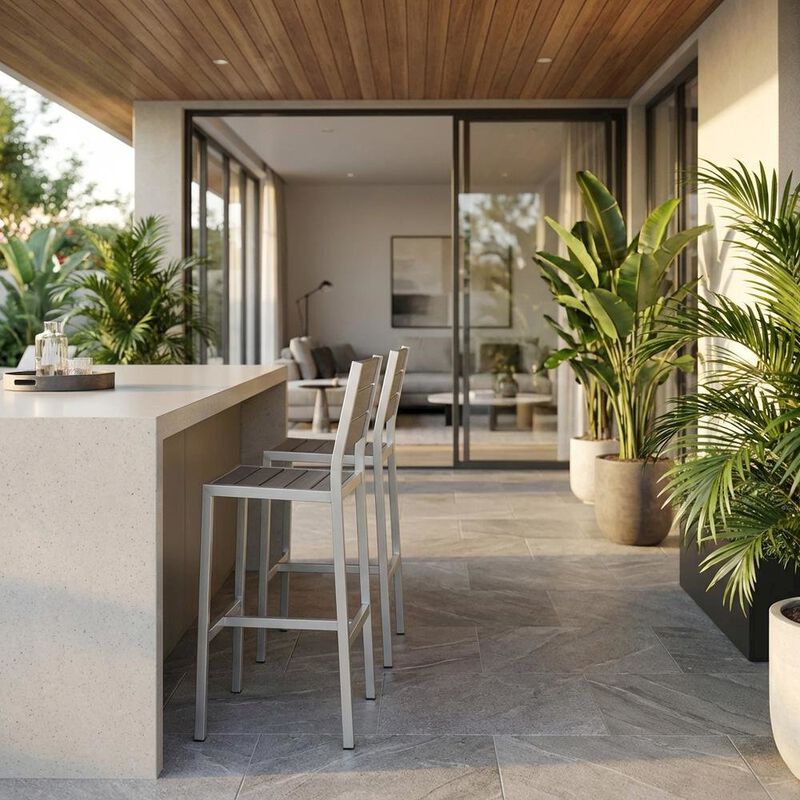 Outdoor Patio Aluminum Armless Bar Stool Set Of 2 With Durable Frame image number 5