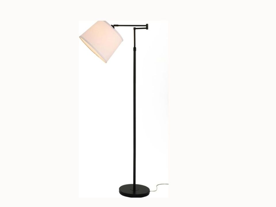 Adjustable Swing Arm Floor Lamp – 55"–65.5" Tall, Matte Black, Modern Reading Light
