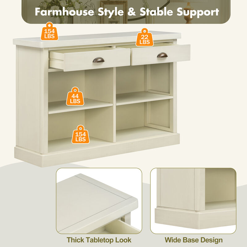 Hegrer 2 Drawers and Open Storage Shelves  Console Table image number 4