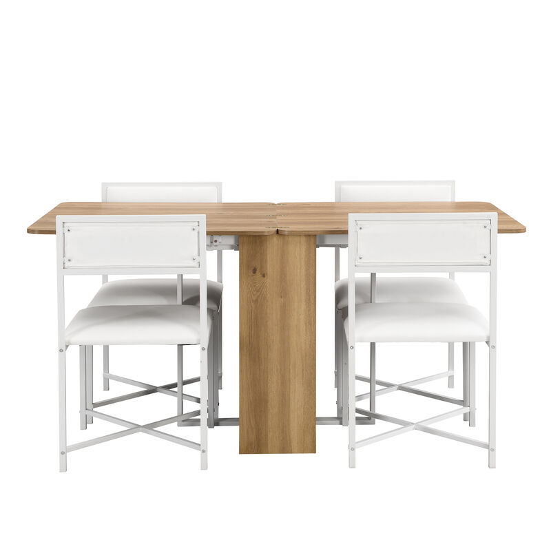 Merax Modern Compact 5-Piece Extendable Dining Table Chairs Set