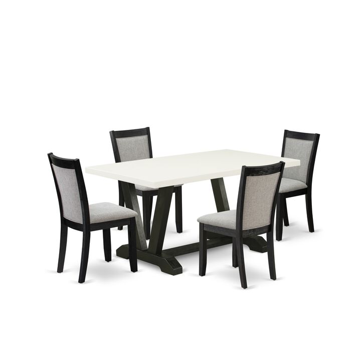 East West Furniture V626MZ606-5 5Pc Dinette Set - Rectangular Table and 4 Parson Chairs - Multi-Color Color