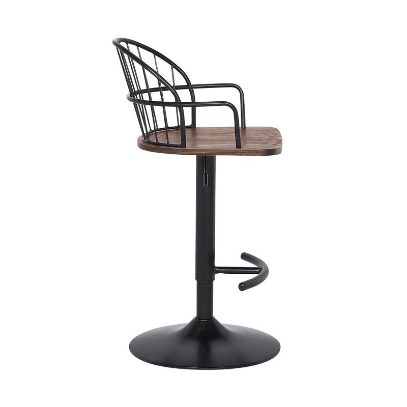 Hivvago 23 Inch Brown And Black Iron Low Back Adjustable Height Bar Chair