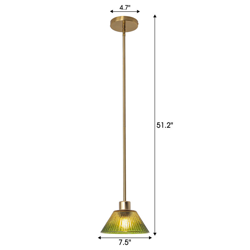 7.5 in. 1-Light Brass Glass Classic Chandelier