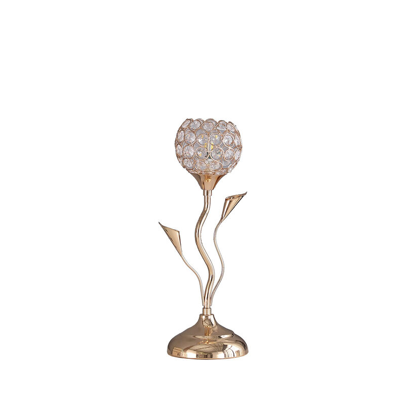 HomeRoots 14" Gold Bedside Table Lamp With Clear Novelty Shade image number 2
