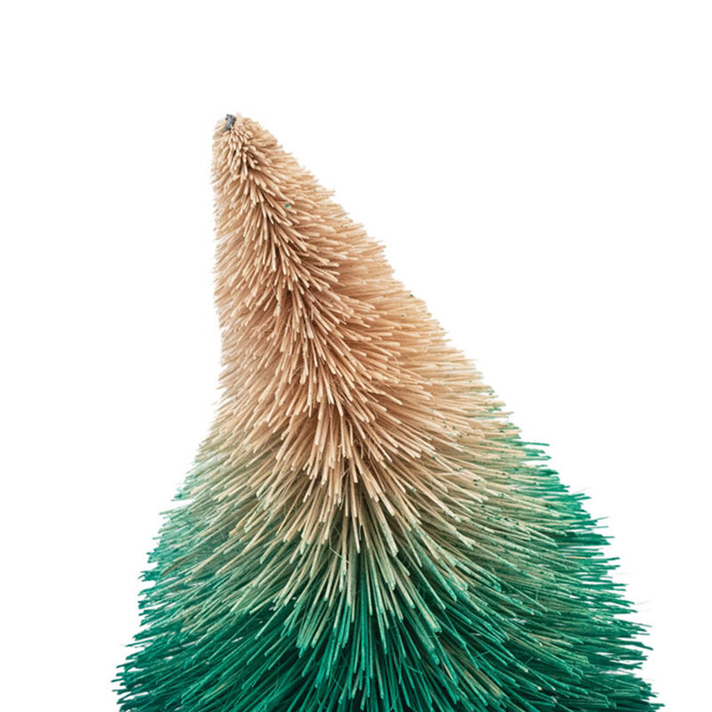 Curved Sisal Bottle Brush Tree with Wood Base, Green Ombre image number 1