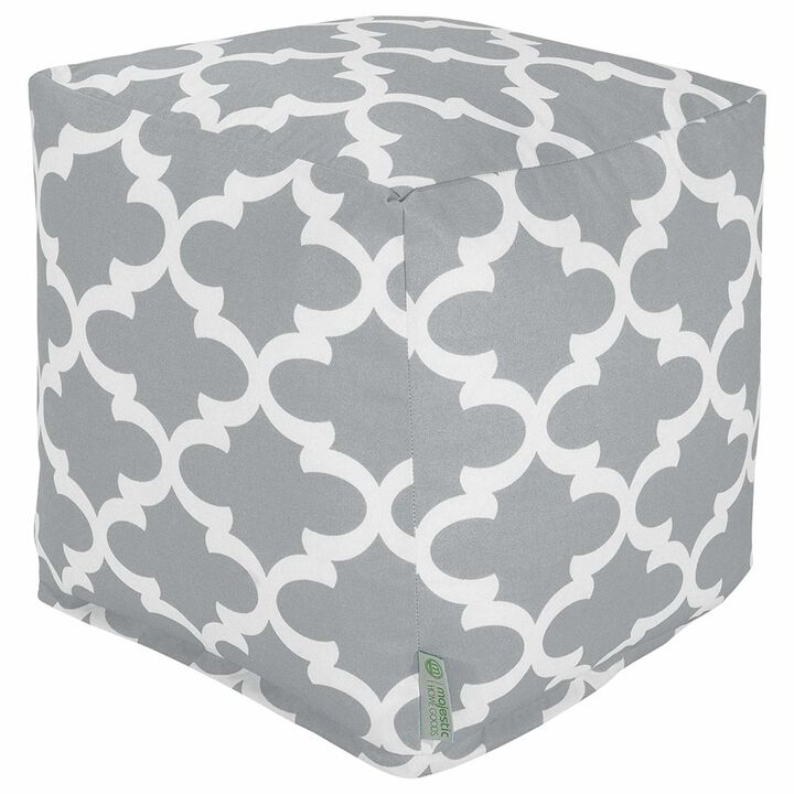 Majestic Home Goods Cube Pouf Trellis Gray