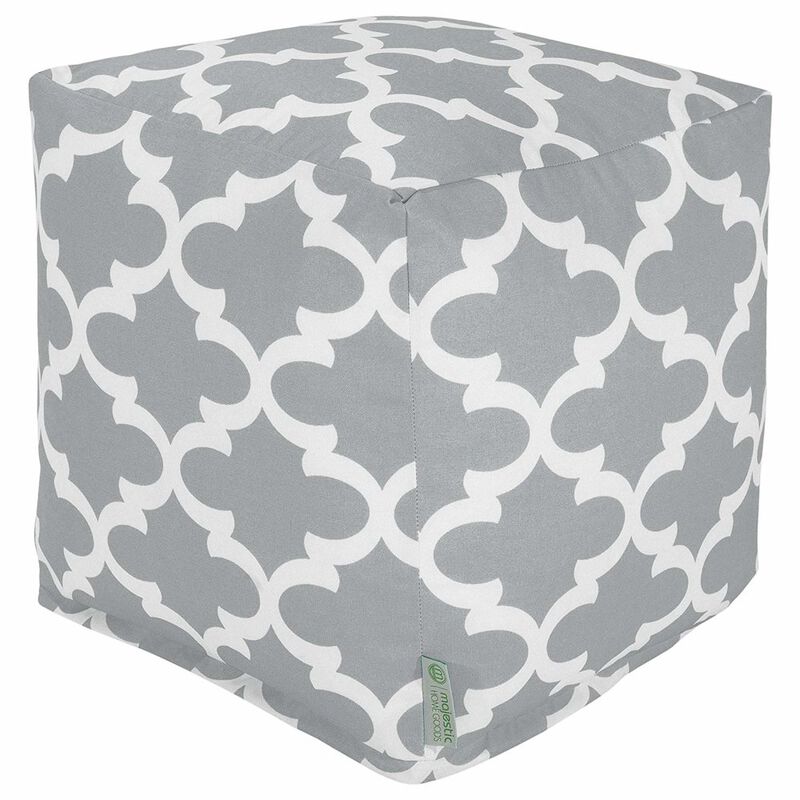 Majestic Home Goods Cube Pouf Trellis Gray
