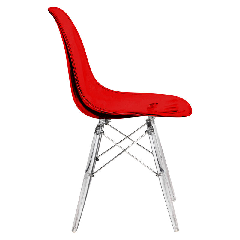 LeisureMod Dover Molded Side Chair with Acrylic Base
