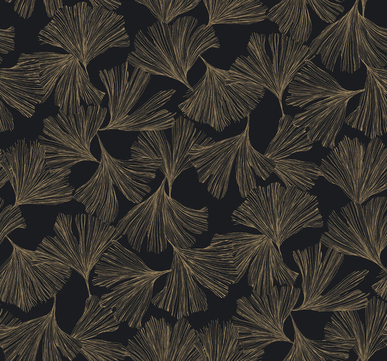 Gingko Toss Black Wallpaper