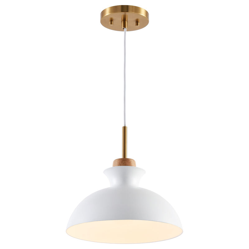 11" Modern Matte White Dome Pendant Light with Adjustable Cord for Bedroom, Kitchen Island or Living Room image number 0