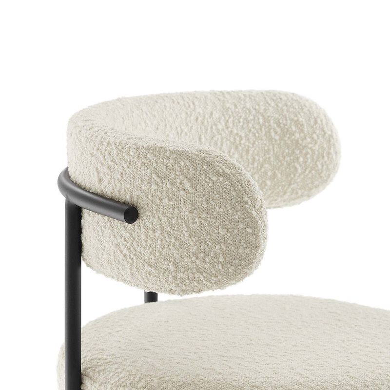 Modway EEI-6518-IVO-BLK Albie Boucle Fabric Counter Stools - Set of 2, Ivory Black image number 7