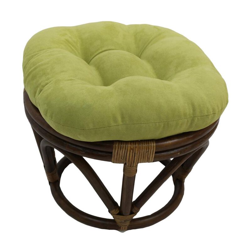 Rattan Ottoman with Micro Suede Cushion