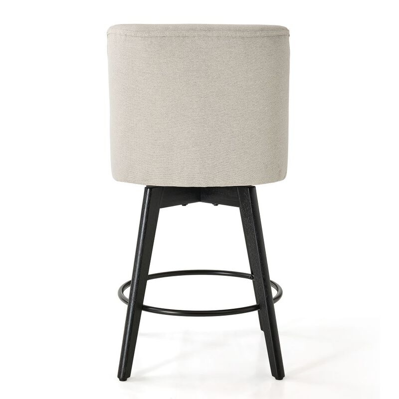 Counter Height Bar Stools, 26" Swivel Barstools with Backs, Linen Bar Chairs for Dining Room, White image number 9