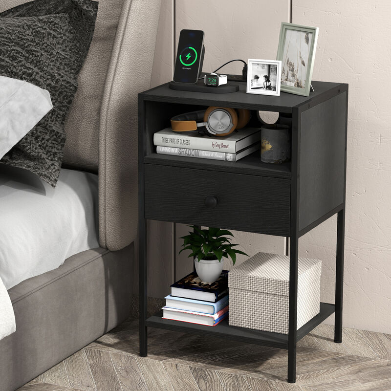 Modern Nightstand with Charging Station, USB Ports and Electrical Outlets image number 6