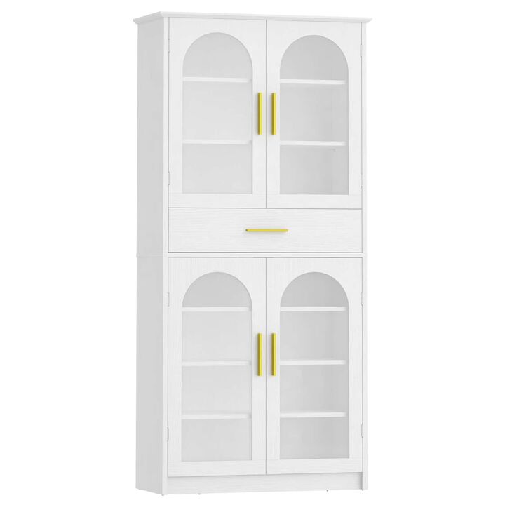 Shoe Rack Cabinet with 7 Tiers, LED Light Strip and Adjustable Storage Shelves-White