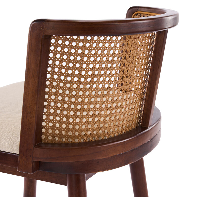Christopher Knight Home Lyric Modern Woven Rattan Rubberwood Upholstered Counter Stools with Rattan Curved Backrest (Set of 4) image number 9